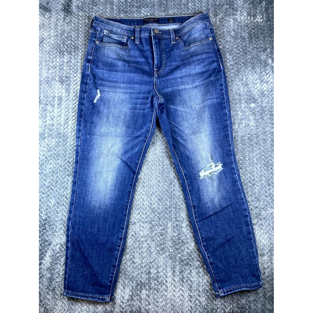Lucky Brand Ankle Jeans Womens 12/31 Blue Denim Stretch Medium Wash Distressed